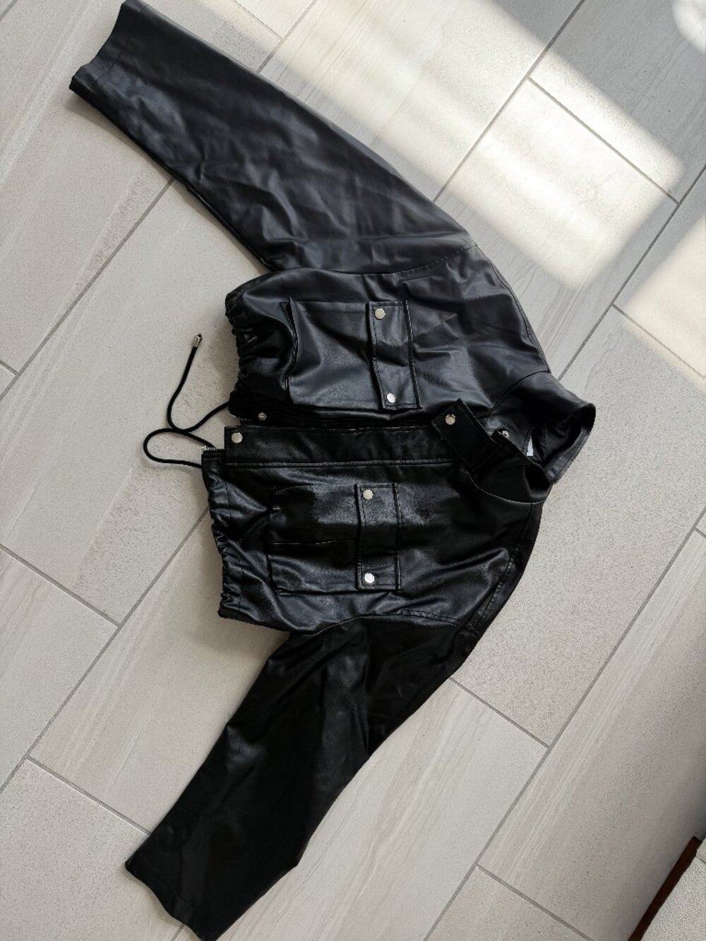 Superdown leather Black Cropped Jacket
